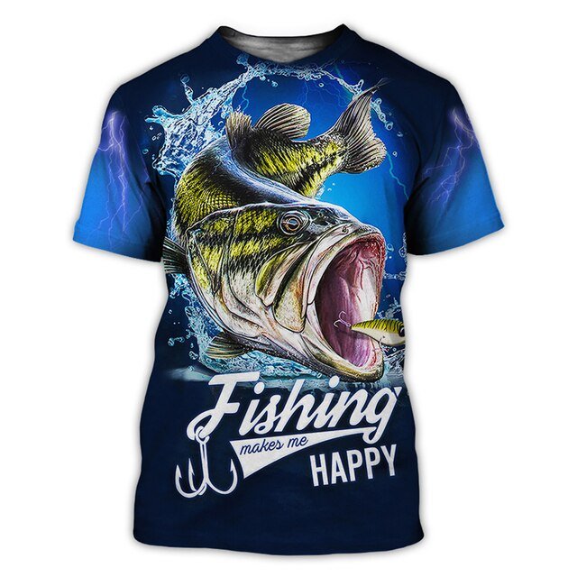 Men's Casual Polyester Fishing Scene T-Shirt - NZ Tackle