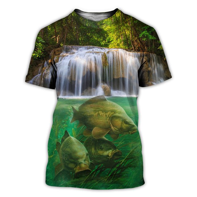 Men's Casual Polyester Fishing Scene T-Shirt - NZ Tackle