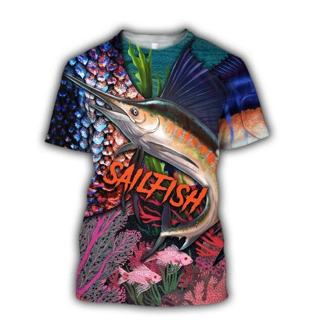 Men's Casual Polyester Fishing Scene T-Shirt - NZ Tackle