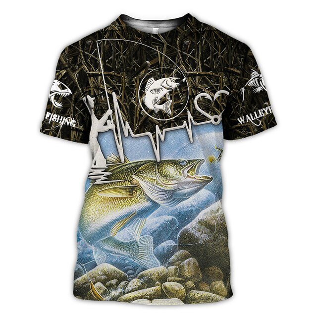 Men's Casual Polyester Fishing Scene T-Shirt - NZ Tackle