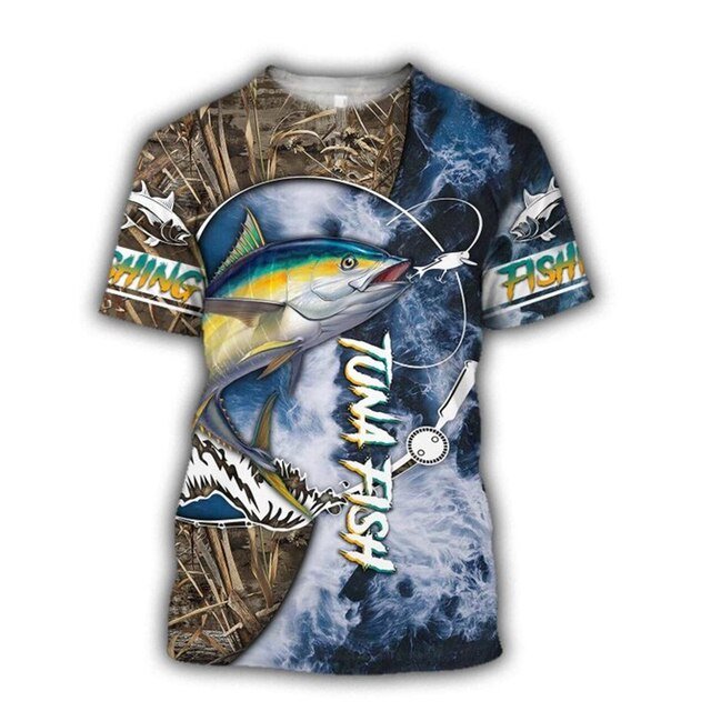 Men's Casual Polyester Fishing Scene T-Shirt - NZ Tackle