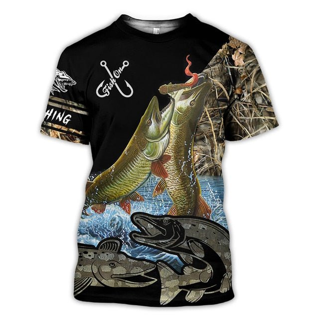 Men's Casual Polyester Fishing Scene T-Shirt - NZ Tackle
